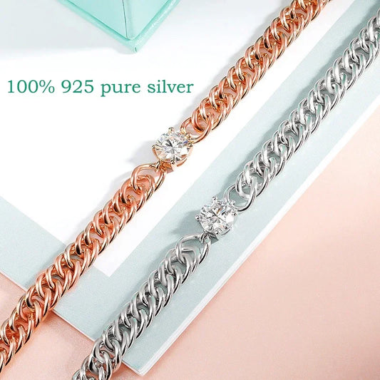 1CT D Color Moissanite Silver Bracelet for Women Men Classic Sparkling Hip Hop Bangles 925 Sterling Silver Shani Abergel