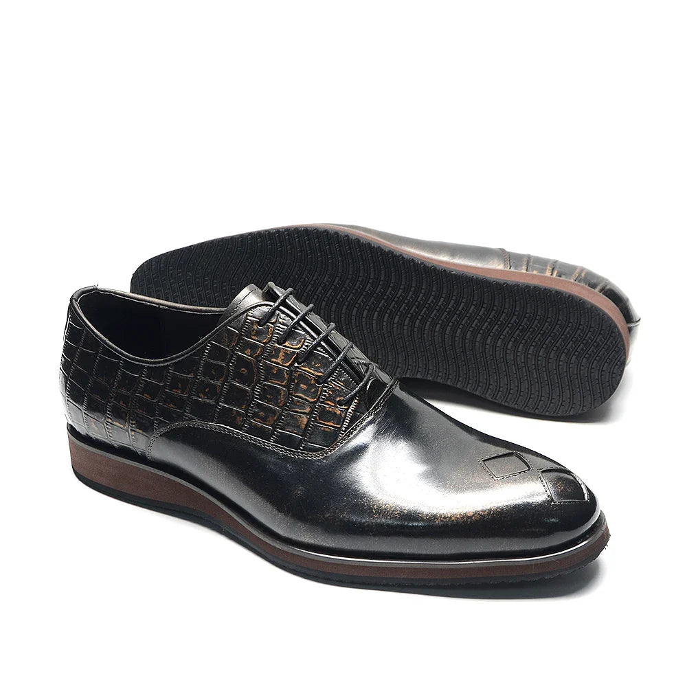 Classic Italian Casual Business Men's Oxford Formal Shoes Genuine Leather Black Handmade Comfortable Sole Lace-up Man Sneakers
