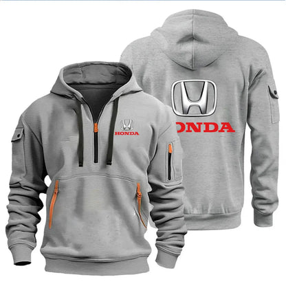 Autumn and Winter Men's Honda Logo Print Casual Hoodie Sportswear Fleece Warm Jacket Suit Shirt Outdoor Racing Fan Clothing