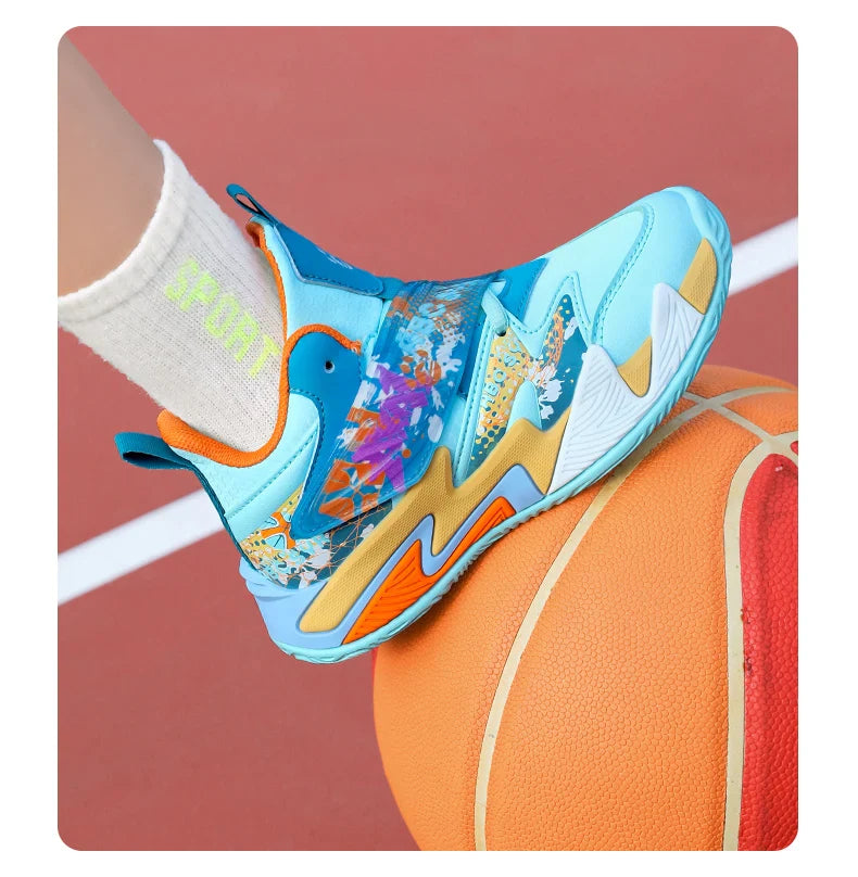 Kids Basketball Shoes Tactical Boots Ankle Support Sneakers Breathable Boys Girls Sports Shoes Shock-absorbing Athletic Shoes