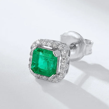 Real 1CT Laboratory Cultivation Emerald Earrings for Women 100% 925 Sterling Silver Diamond Fine Jewelry Gift Wholesale