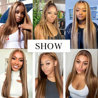 straight hd lace frontal wig 13x6 highlight wig 13x4 lace frontal blonde wig bone straight human hair wigs Brazilian
