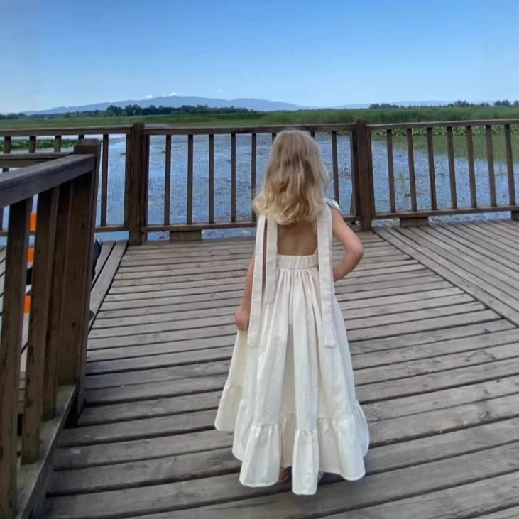 Long Slip Dress Princess Grils Children Spring Summer New Fashionable Comfortable Solid Simple All-matching Casual