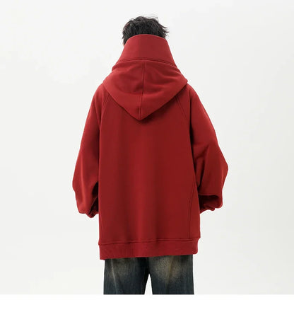 Autumn New High Neck Sweatshirt Men Pile Up Collar Hoodie Harajuku College Style Ninja Sweatshirt Casual Sports Loose Couple Top