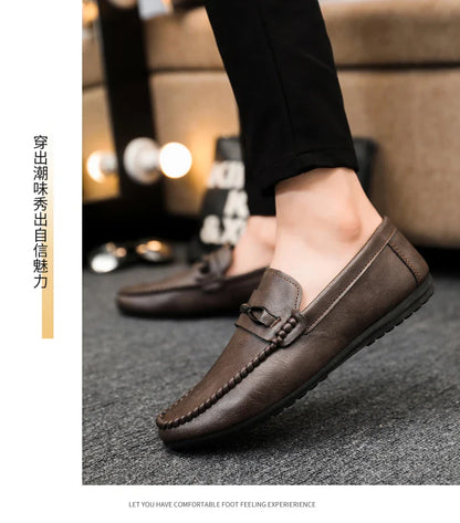 Mocassins Minimalistas Masculinos Sapatos Casuais de Couro Confortáveis Para Homens Sapatos de Condução Antiderrapantes Sapatos de Escritório Slip-on Tamanho Grande 46
