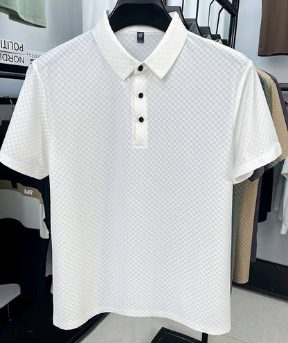 Seamless Polo Shirt - Short Sleeve Ice Silk Feel Nordic Style Soft & Comfortable Summer Wear Men's Golf Shirt