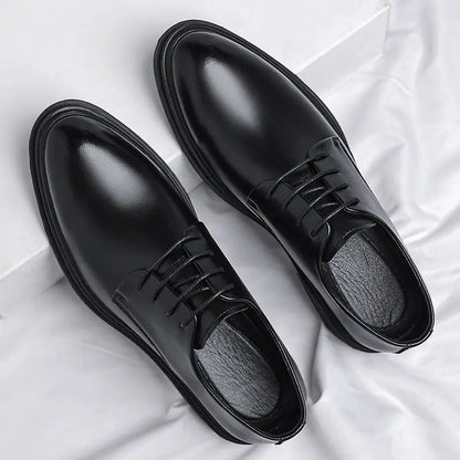 Black Round Toe Lace Up Men's Formal Shoes Spring Autumn Legitimate Leather Official 2025 Style Gentleman Trend Social Shoe Male