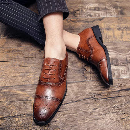 Handmade Fashion Mens Brogue Luxury Big Size 47 Wedding Party Leather Business Oxfords Dress Casual Formal Shoes Loafers for Men