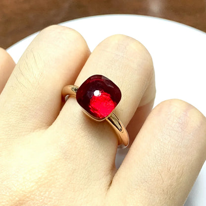 Stylish Purple Crystal Rose Gold Plated Candy Ring 30 Colors Simple Candy Color Jewelry Gift for Women Valentine's Day