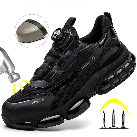 Steel Toe Indestructible Shoes Protective Boots Rotating Button Work Safety Shoes Men Air Cushion Security Boots Work Sneakers
