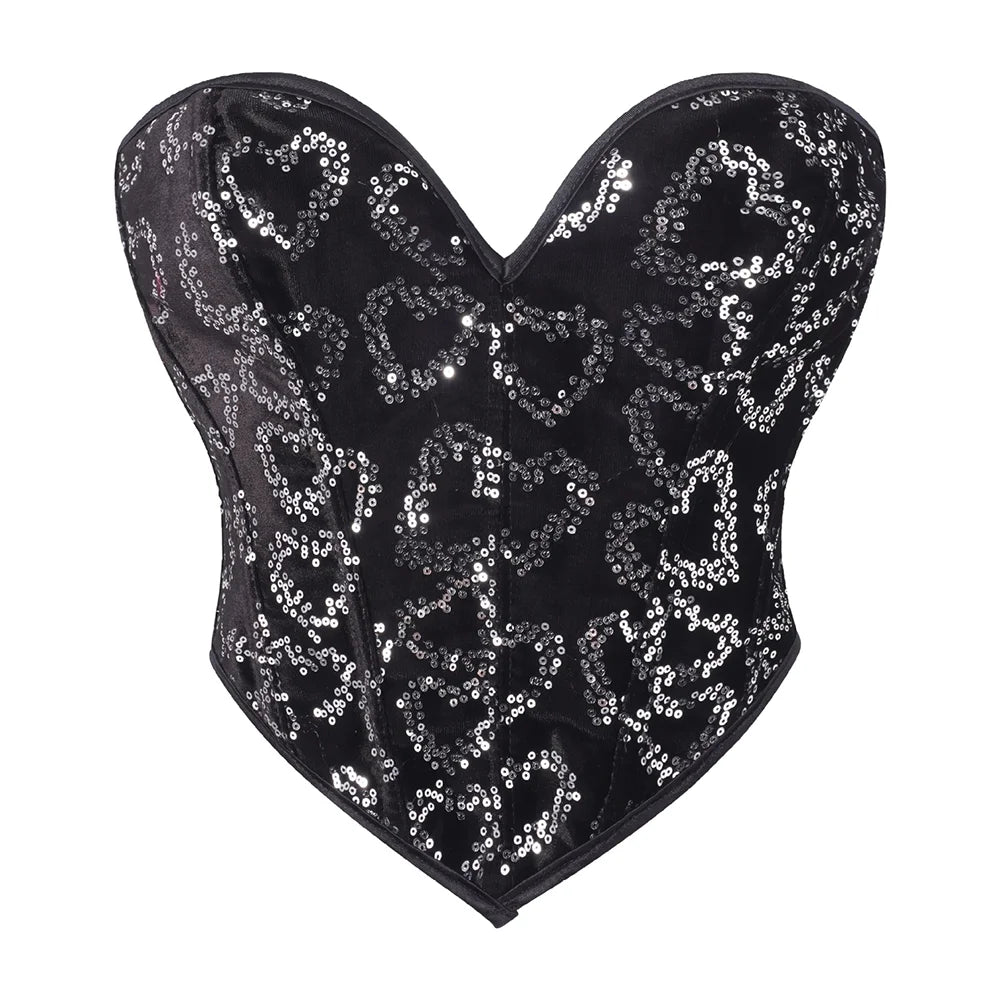 Women Fashion Corset Crop Top Lace Up Brocade Overbust Bustiers Body Shaper Lingerie Sexy Woman Push Up Corselet