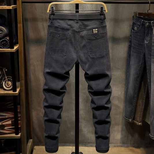 2024 Spring and Autumn New Fashion Solid Color Black Stretch Shorts Men's Casual Slim Comfortable Breathable High-Quality Jeans