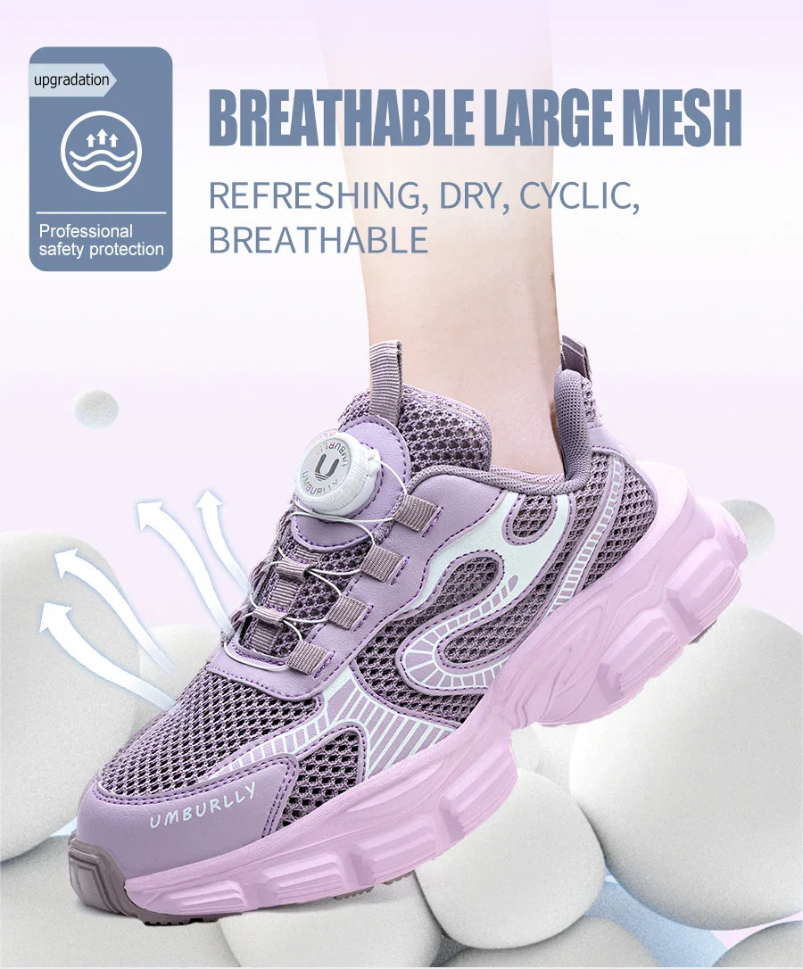 Summer button women's steel head safety shoes Smashing breathable upper Workshop factory women's work shoes