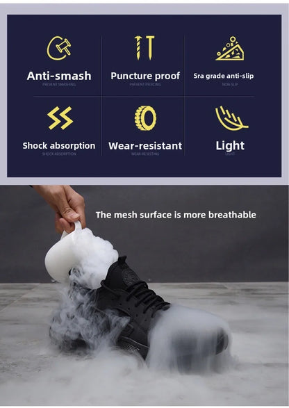 New Men's Summer Safety Work Shoes - Lightweight Soft Breathable Steel Toe Anti-Smash Anti-Puncture Footwear