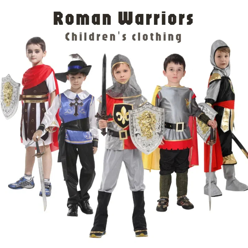 Children's Knight Costume Cosplay Performance Dress Party European Knight Armor Medieval Royal Castle Defender Armor