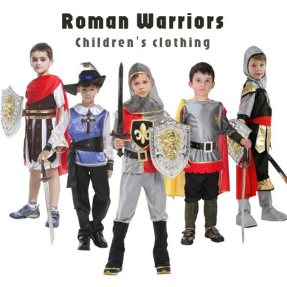 Children's Knight Costume Cosplay Performance Dress Party European Knight Armor Medieval Royal Castle Defender Armor