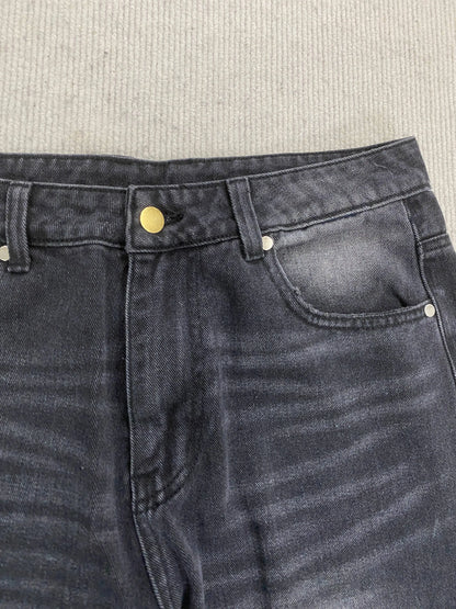 Calça jeans unissex estilo casual de rua, estilo ins, corte reto, lavagem envelhecida retrô, usada, novidade primavera 2026, street style americano.