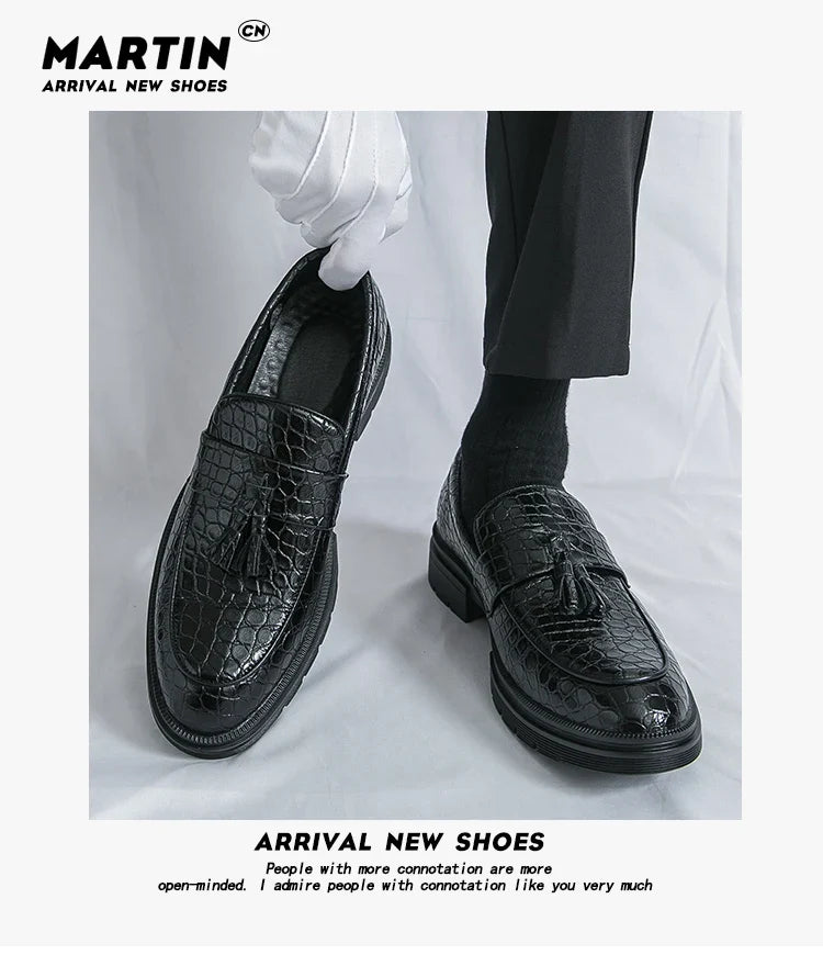 Formal Shoes For Men Fashion Casual Leather Loafers Male Slip On Business Leather Shoes Men's Dress Shoes Party Office Loafers