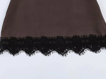 Summer Women Elegant Satin Silk Lace Fringe Mini Skirt High Waist Slim Anti-light Safety Bottoming Half Slip Underskirt 3 Colors