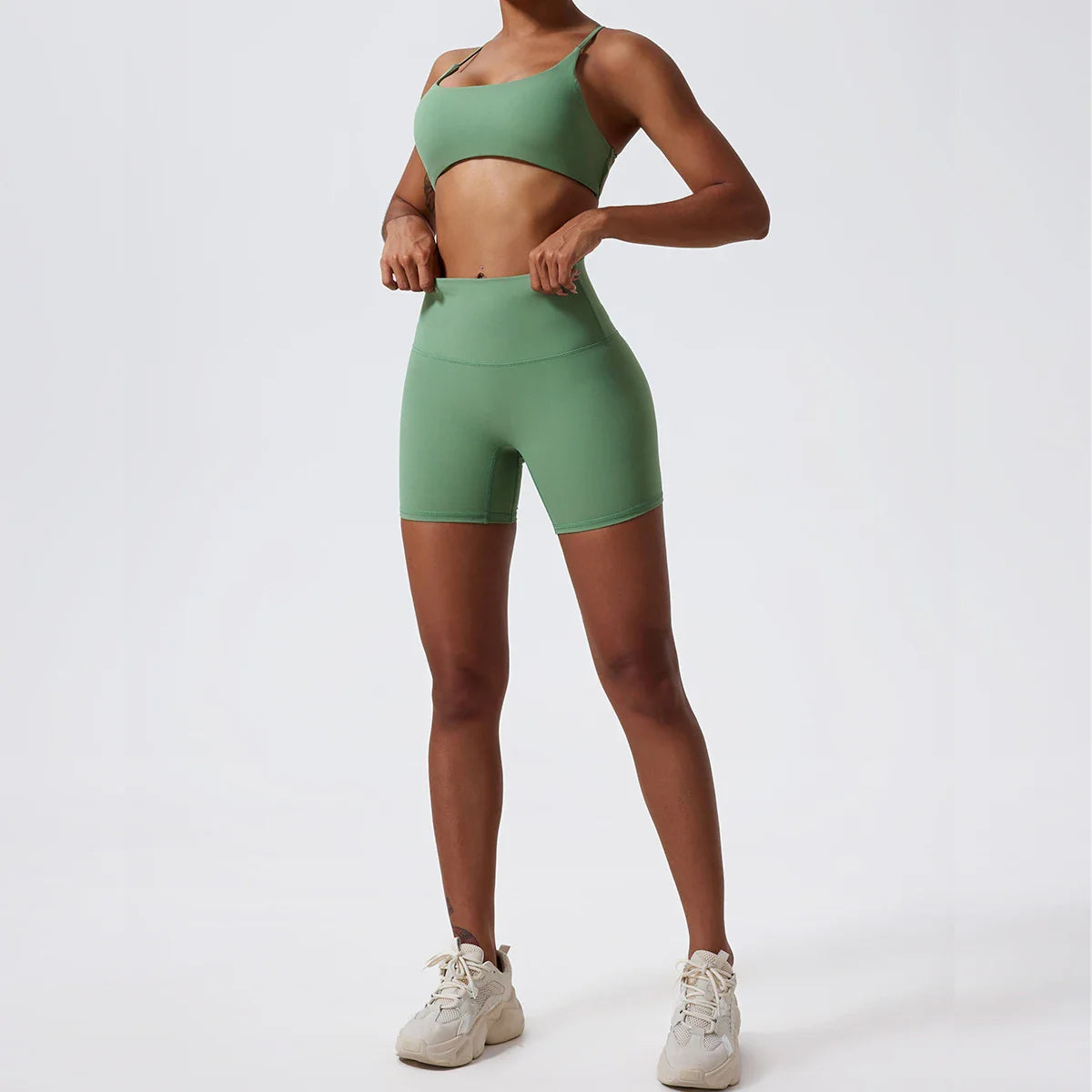 Two Pieces Yoga Set Women Gym Shorts Sports Suit Female Soften Skin-Friendly Activewear Beauty Back Women Sportswear