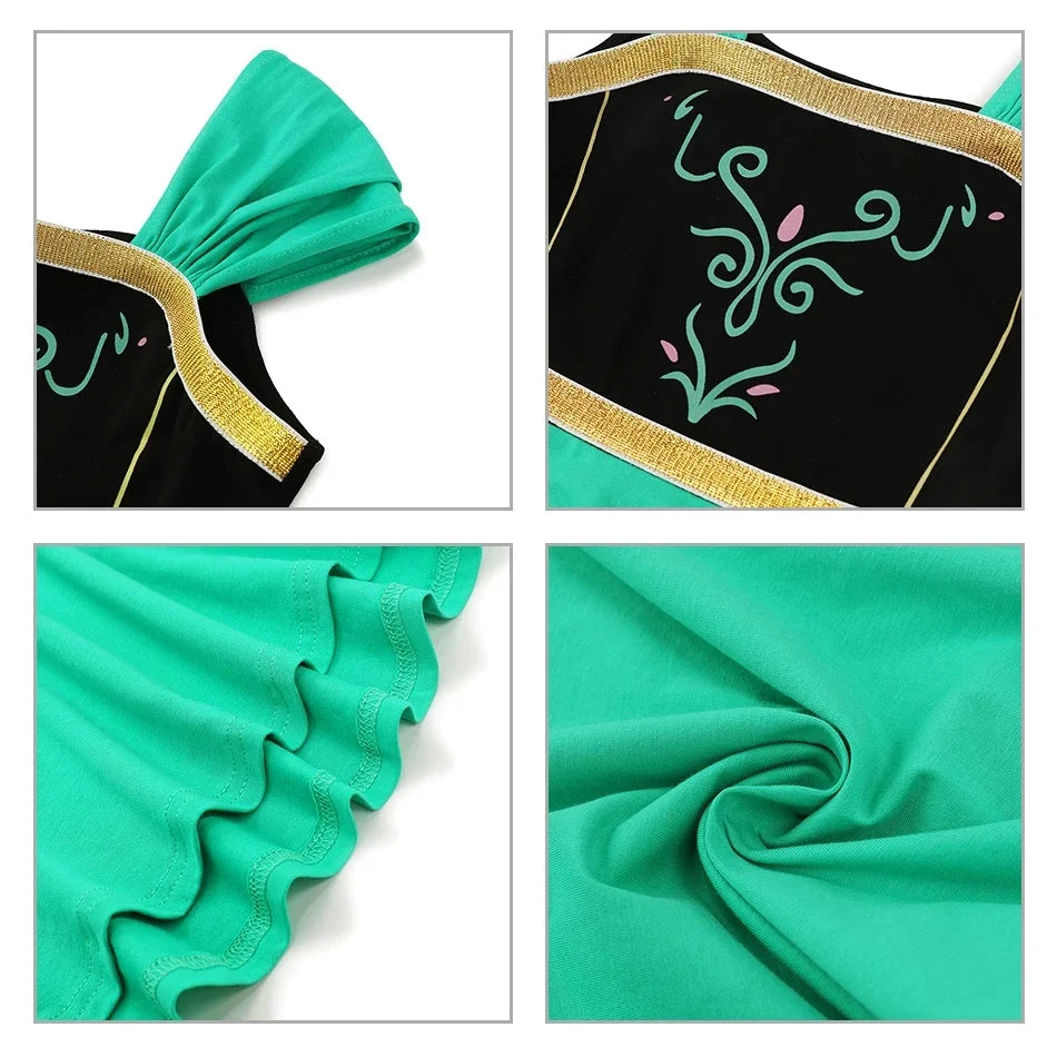 Summer Girls Q Version Princess Dress Children Role Playing Clothing Carnival Party Outdoor Girl's Casual Short Sleeve Dresses