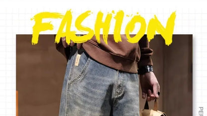 Calça Jeans Masculina Primavera Vintage Elástica Casual Longa Calça Reta Slim Algodão Poliéster Lavada para Adolescentes