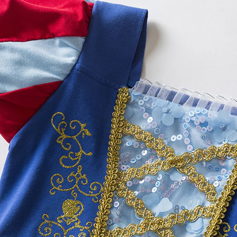 Girls' Classic Princess Style Dance Dress, Yellow Blue and Red Color Matching Halloween Costume Dress Size 100-140