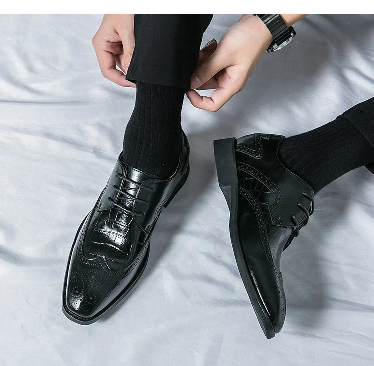 Brock British Korean version high-end suit shoes wedding small leather shoes men's business formal wear trendy men's shoes