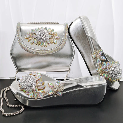 2026 Newest INS Style Wine Color Elegant Women Heels Nigeria Popular Designer African Ladies Shoes And Bag Set for Wedding