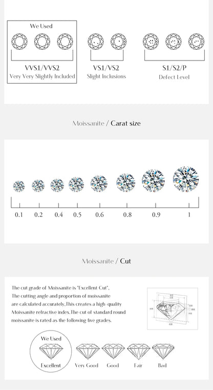 Round Moissanite Ear Buckles Lab Diamond 925 Sterling Silver Engagement & Wedding Hoop Earrings for Women Jewelry Gifts