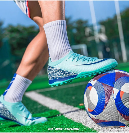 Soccer Cleats for Men Women AG/TF Breathable Cushioned Insole Anti-Slip Outdoor Sports Artificial Grass Football Boots