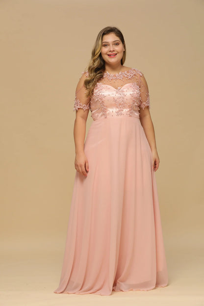New Burgundy Evening Dresses Illusion Lace Appliques O-Neck Short Sleeve Prom Dress Sheer Back A-Line Long Formal Party Gowns