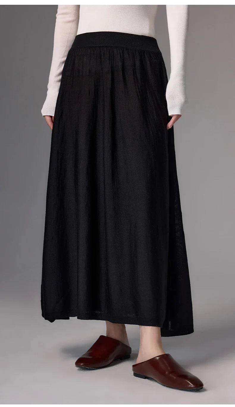 High Quality Women's 100% Worsted Wool Skirts Spring Autumn Female Knitwear Thin Lady Bottoms Cozy Clothing Summer Long Dresses