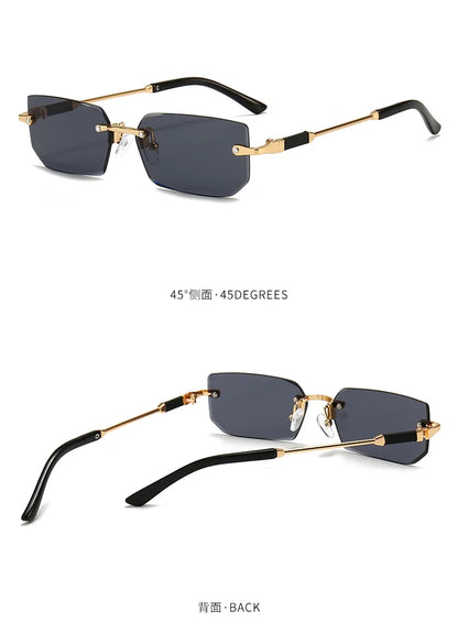 Fashion Rimless Rectangle Sunglasses Popular Women Men Shades Small Square Sun Glasses For Female Male Summer Traveling glasses