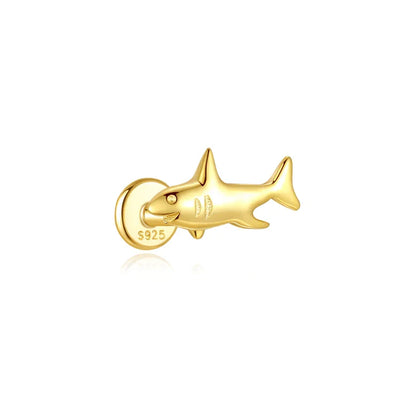 1PC Four Pointed Star Moon Tassel Lotus Cartilage Spiral Puncture 925 Sterling Silver Stud Earring For Women Ins Earring
