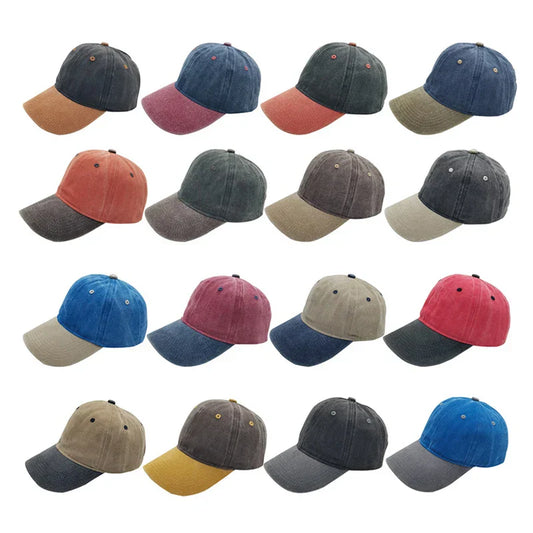 Unisex Washed Caps Vintage Color-matched Baseball Cap Men Women Adjustable Casual Summer Outdoor Streetwear Sports Soft Sun Hat
