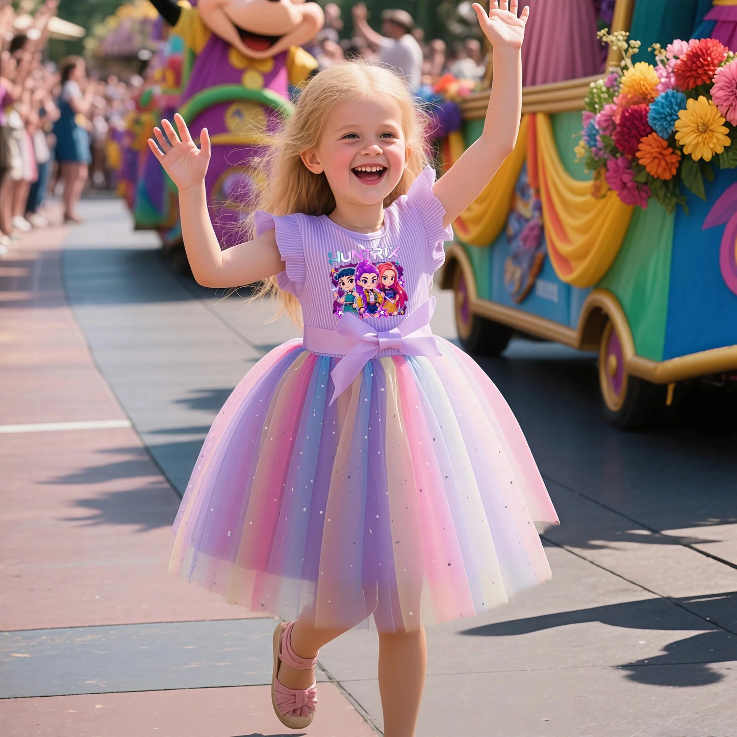 Girls Flying Sleeves Bow Sequin Dress Kids Baby Girl Birthday Party Fluffy Tutu Princess Dress 1-5Y