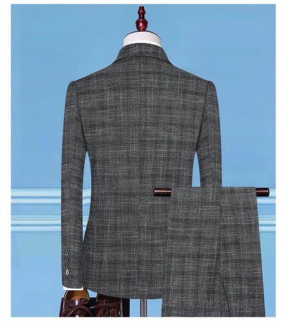 Blazer Vest Pants  Boutique Plaid Men's Formal Groom Wedding Dress Slim Suit 3Pcs or 2Pcs Men's Casual Business Suit Tuxedo