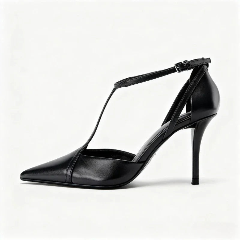 Sexy Pointed Toe Patent Leather Pumps Women Elegant Ankle Strap Buckle Design Thin High Heels for Ladies Party Wedding Shoes