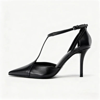 Sexy Pointed Toe Patent Leather Pumps Women Elegant Ankle Strap Buckle Design Thin High Heels for Ladies Party Wedding Shoes