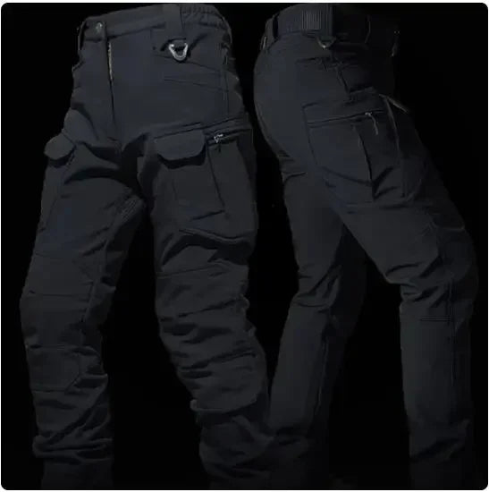 Mens Thicken Tactical Set Windproof Waterproof Outdoor Suit Soft Shell Multi-Pocket Hooded Jackets+Fleece Work Pants 2-piece