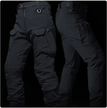Mens Thicken Tactical Set Windproof Waterproof Outdoor Suit Soft Shell Multi-Pocket Hooded Jackets+Fleece Work Pants 2-piece