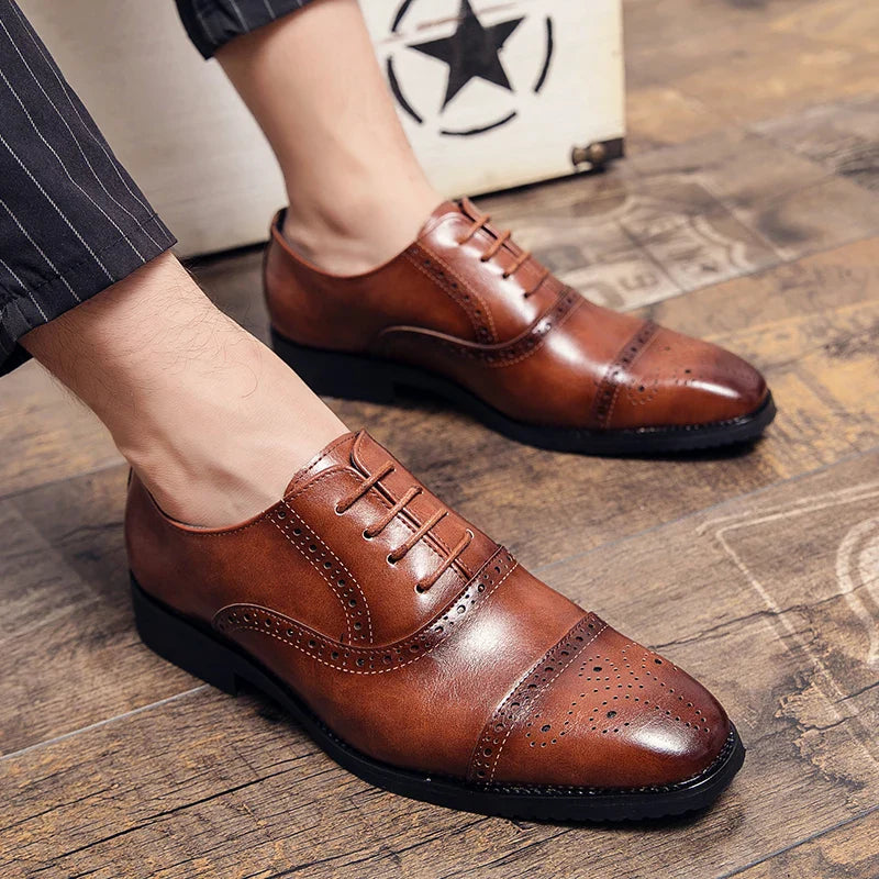 Handmade Fashion Mens Brogue Luxury Big Size 47 Wedding Party Leather Business Oxfords Dress Casual Formal Shoes Loafers for Men