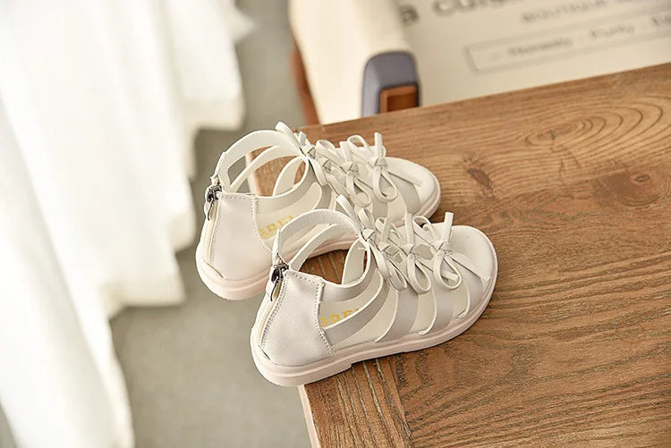 Gladiator Children Sandals for Girls 2025 Breathable Summer Girl Roman Shoes Boots Black Pink Beige Party Student Sandal I06095