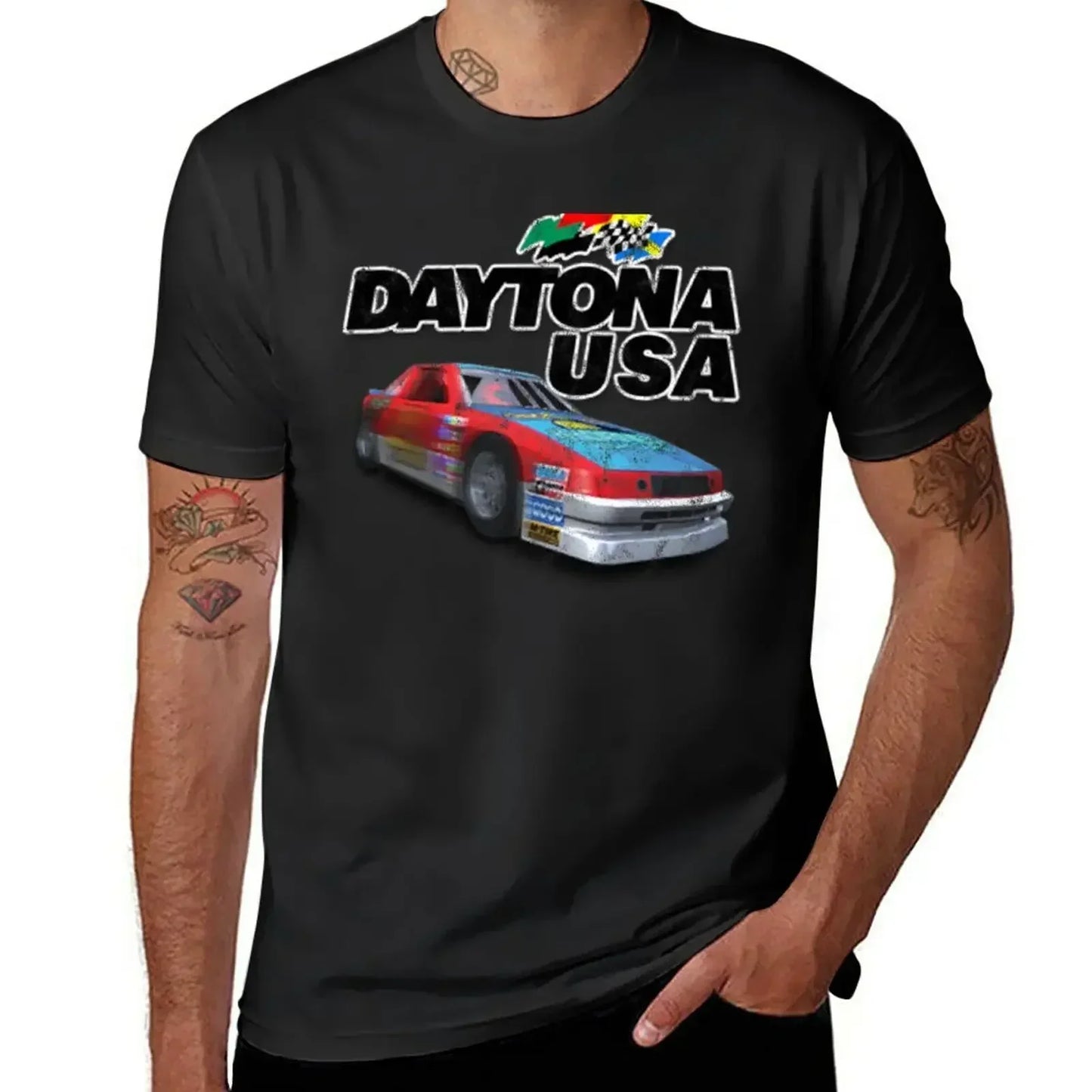 plus size tops man clothes custom t shirts design your own workout shirts for men Daytona USA Distressed Car Logo T-Shirt