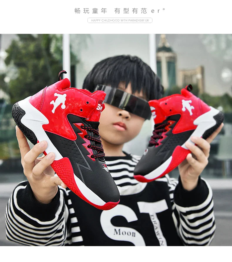 Children Basketball Shoes For Boys Girls Trainers High Top Sneakers Kids Training Shoes Outdoor Non-slip Children's Sports Shoes