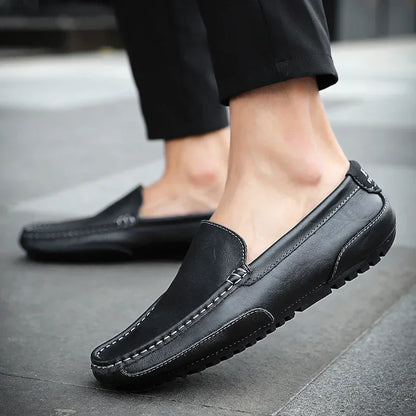 Genuine Leather Breathable Mocasines Casual Loafers Leather Shoes For Men Slip On Formal Italian Driving Flat Chaussure Homme