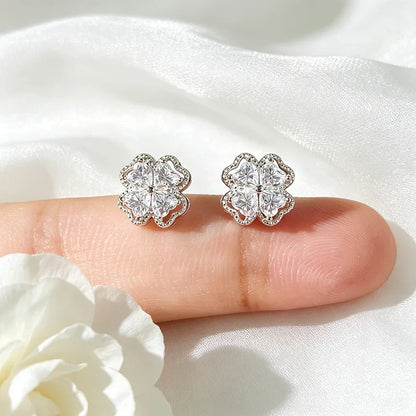 Heart Cut D Color Moissanite Stud Earrings for Women 8 Stones Lab Diamond Female Girls Gift Real S925 Sterling Silver