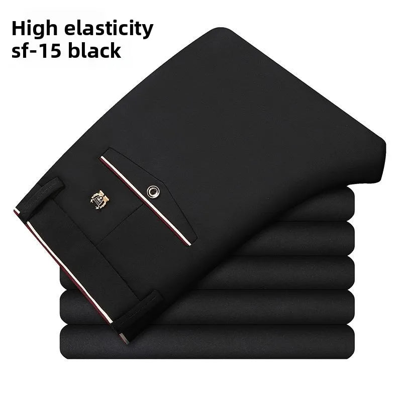 Slim Fit Mens Trousers 4-Way Stretch, Wrinkle Free Formal Office Pants, Breathable Thin Dress Pants for Business Travel Wedding