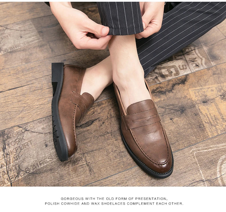 Classic Men's Dress Shoes Office Formal Leather Shoes High Quality Brogues Casual Business Shoes For Men Social Party Loafers